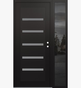 Diamond C7 52" x 80" black/white frosted Glass Panel black LHI with Sidelite mirrored Glass