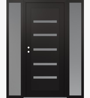 Diamond C7 60" x 80" black/white frosted Glass Panel black RHI with 2 Sidelites frosted Glass