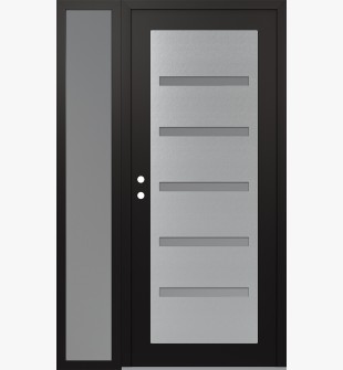 Diamond C7 52" x 80" black/white frosted Glass Panel stainless steel RHI with Sidelite frosted Glass