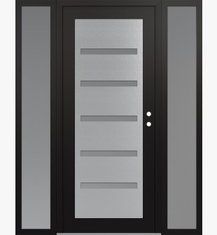Diamond C7 68" x 80" black/white frosted Glass Panel stainless steel LHI with 2 Sidelites frosted Glass