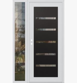 Diamond C7 52" x 80" white/white clear Glass Panel black RHI with Sidelite clear Glass