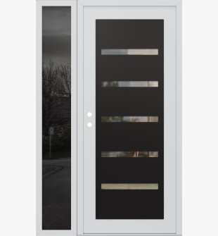Diamond C7 52" x 80" white/white clear Glass Panel black RHI with Sidelite mirrored Glass