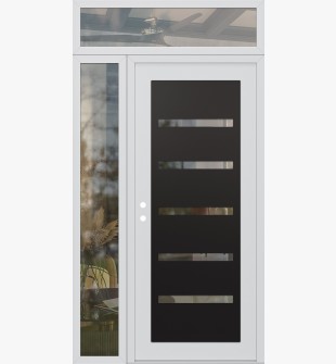 Diamond C7 48" x 96" white/white clear Glass Panel black RHI with Sidelite and Transom clear Glass