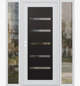 Diamond C7 60" x 80" white/white clear Glass Panel black RHI with 2 Sidelites clear Glass