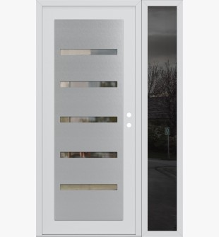 Diamond C7 50" x 80" white/white clear Glass Panel stainless steel LHI with Sidelite mirrored Glass