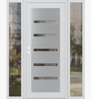 Diamond C7 64" x 80" white/white clear Glass Panel stainless steel RHI with 2 Sidelites clear Glass