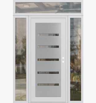 Diamond C7 68" x 96" white/white clear Glass Panel stainless steel LHI with 2 Sidelites and Transom clear Glass