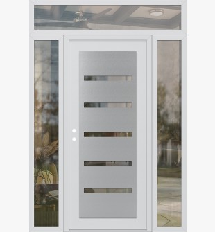 Diamond C7 60" x 96" white/white clear Glass Panel stainless steel RHI with 2 Sidelites and Transom clear Glass