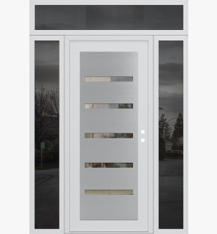 Diamond C7 68" x 96" white/white clear Glass Panel stainless steel LHI with 2 Sidelites and Transom mirrored Glass