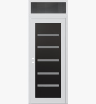 Diamond C7 36" x 96" white/white frosted Glass Panel black RHI with Transom mirrored Glass