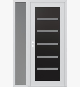 Diamond C7 52" x 80" white/white frosted Glass Panel black RHI with Sidelite frosted Glass