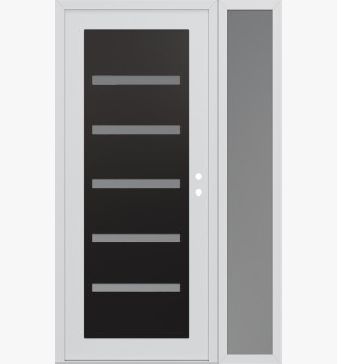 Diamond C7 50" x 80" white/white frosted Glass Panel black LHI with Sidelite frosted Glass