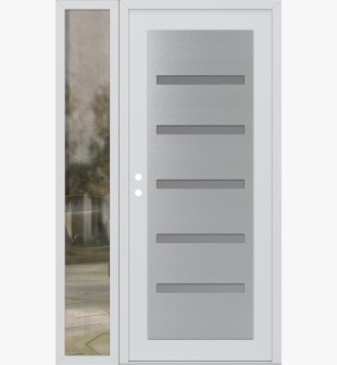 Diamond C7 48" x 80" white/white frosted Glass Panel stainless steel RHI with Sidelite clear Glass