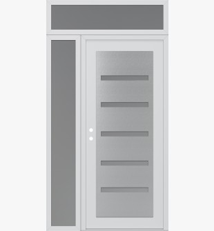 Diamond C7 52" x 96" white/white frosted Glass Panel stainless steel RHI with Sidelite and Transom frosted Glass