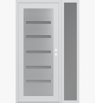 Diamond C7 52" x 80" white/white frosted Glass Panel stainless steel LHI with Sidelite frosted Glass