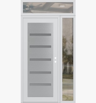 Diamond C7 50" x 96" white/white frosted Glass Panel stainless steel LHI with Sidelite and Transom clear Glass