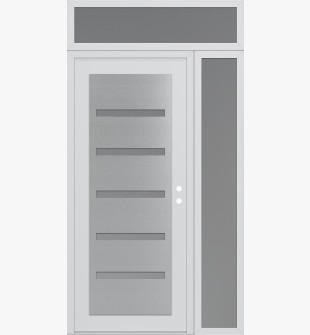Diamond C7 52" x 96" white/white frosted Glass Panel stainless steel LHI with Sidelite and Transom frosted Glass