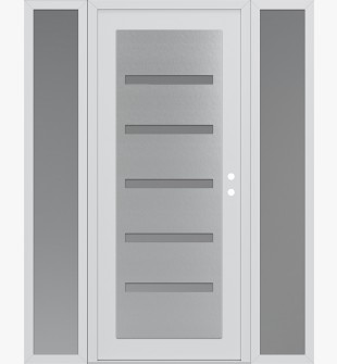 Diamond C7 64" x 80" white/white frosted Glass Panel stainless steel LHI with 2 Sidelites frosted Glass