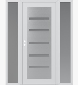 Diamond C7 64" x 80" white/white frosted Glass Panel stainless steel RHI with 2 Sidelites frosted Glass