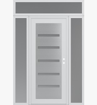 Diamond C7 60" x 96" white/white frosted Glass Panel stainless steel LHI with 2 Sidelites and Transom frosted Glass