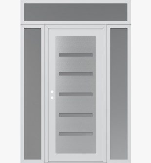 Diamond C7 60" x 96" white/white frosted Glass Panel stainless steel RHI with 2 Sidelites and Transom frosted Glass