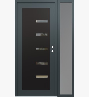 Diamond C8 52" x 80" anthracite/anthracite clear Glass Panel black LHI with Sidelite frosted Glass