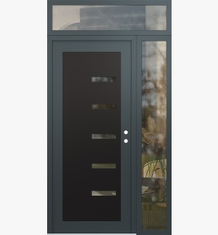 Diamond C8 52" x 96" anthracite/anthracite clear Glass Panel black LHI with Sidelite and Transom clear Glass