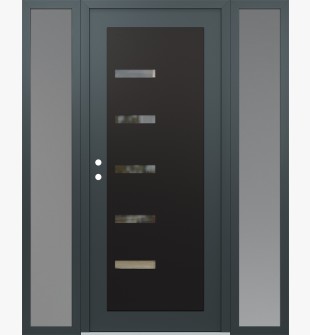 Diamond C8 68" x 80" anthracite/anthracite clear Glass Panel black RHI with 2 Sidelites frosted Glass
