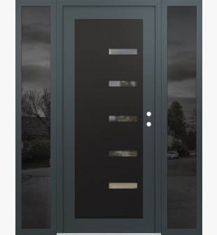 Diamond C8 64" x 80" anthracite/anthracite clear Glass Panel black LHI with 2 Sidelites mirrored Glass