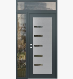 Diamond C8 52" x 96" anthracite/anthracite clear Glass Panel stainless steel RHI with Sidelite and Transom clear Glass