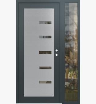 Diamond C8 50" x 80" anthracite/anthracite clear Glass Panel stainless steel LHI with Sidelite clear Glass