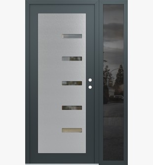 Diamond C8 50" x 80" anthracite/anthracite clear Glass Panel stainless steel LHI with Sidelite mirrored Glass