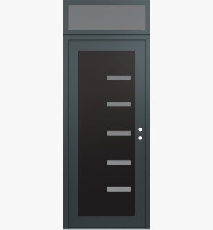 Diamond C8 36" x 96" anthracite/anthracite frosted Glass Panel black LHI with Transom frosted Glass