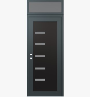 Diamond C8 36" x 96" anthracite/anthracite frosted Glass Panel black RHI with Transom frosted Glass