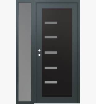 Diamond C8 48" x 80" anthracite/anthracite frosted Glass Panel black RHI with Sidelite frosted Glass