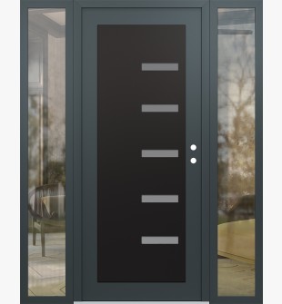 Diamond C8 60" x 80" anthracite/anthracite frosted Glass Panel black LHI with 2 Sidelites clear Glass