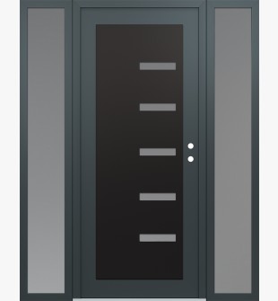 Diamond C8 64" x 80" anthracite/anthracite frosted Glass Panel black LHI with 2 Sidelites frosted Glass