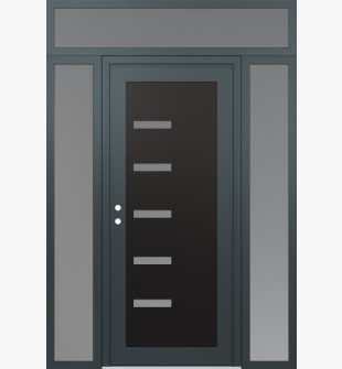 Diamond C8 60" x 96" anthracite/anthracite frosted Glass Panel black RHI with 2 Sidelites and Transom frosted Glass