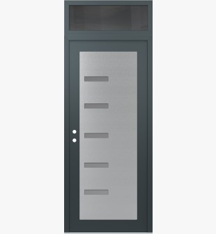 Diamond C8 36" x 96" anthracite/anthracite frosted Glass Panel stainless steel RHI with Transom mirrored Glass