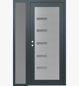 Diamond C8 48" x 80" anthracite/anthracite frosted Glass Panel stainless steel RHI with Sidelite frosted Glass