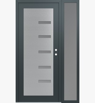 Diamond C8 50" x 80" anthracite/anthracite frosted Glass Panel stainless steel LHI with Sidelite frosted Glass