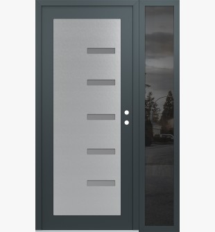 Diamond C8 48" x 80" anthracite/anthracite frosted Glass Panel stainless steel LHI with Sidelite mirrored Glass