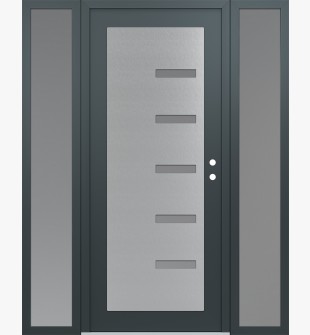 Diamond C8 68" x 80" anthracite/anthracite frosted Glass Panel stainless steel LHI with 2 Sidelites frosted Glass