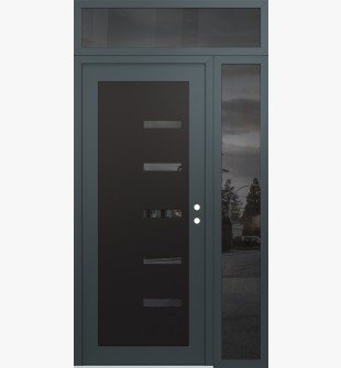 Diamond C8 48" x 96" anthracite/anthracite mirrored Glass Panel black LHI with Sidelite and Transom mirrored Glass