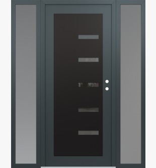 Diamond C8 68" x 80" anthracite/anthracite mirrored Glass Panel black LHI with 2 Sidelites frosted Glass