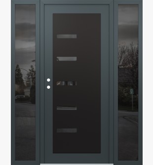 Diamond C8 68" x 80" anthracite/anthracite mirrored Glass Panel black RHI with 2 Sidelites mirrored Glass