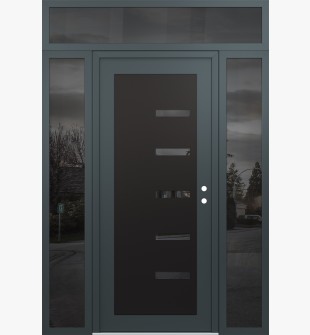 Diamond C8 68" x 96" anthracite/anthracite mirrored Glass Panel black LHI with 2 Sidelites and Transom mirrored Glass