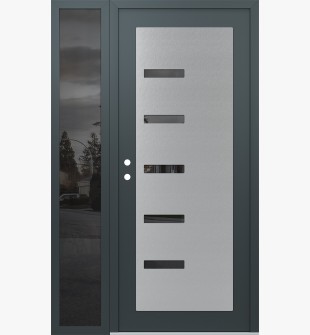 Diamond C8 52" x 80" anthracite/anthracite mirrored Glass Panel stainless steel RHI with Sidelite mirrored Glass