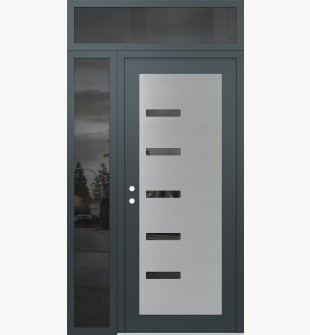 Diamond C8 52" x 96" anthracite/anthracite mirrored Glass Panel stainless steel RHI with Sidelite and Transom mirrored Glass