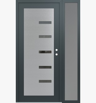 Diamond C8 48" x 80" anthracite/anthracite mirrored Glass Panel stainless steel LHI with Sidelite frosted Glass